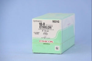 Ethicon Ultima Spatula Ethilon Sutures - Ethilon Monofilament Suture, Black, 6", Size 10/0, CS160-8 Needle - 9031G