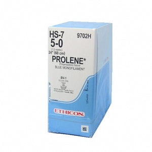 Ethicon Prolene Sutures with Hemo-Seal - PROLENE Polypropylene Monofilament Suture, Blue, Double-Armed, BV-1 Needle, Size 5-0, 24" - 9702H