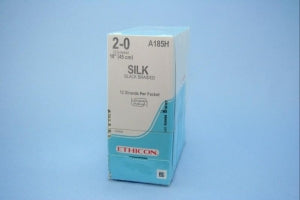 Ethicon Perma-Hand Silk Sutures - Perma-Hand Suture, Black Braided, Size 2-0, 12 x 18" - A185H