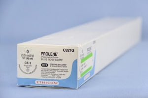 Ethicon Prolene Sutures with Hemo-Seal - PROLENE Polypropylene Monofilament Suture, Blue, CT-1 Needle, Size 0, 8"-18" - C821G