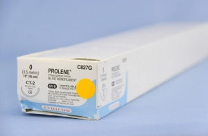 Ethicon Prolene Sutures with Hemo-Seal - PROLENE Polypropylene Monofilament Suture, Black, CT-2 Needle, Size 0, 8"-18" - C827G