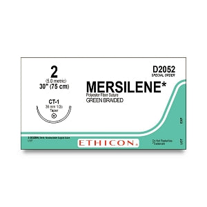 Ethicon MERSILENE Green Braided Nonabsorbable Sutures - MERSILINE Green Braided Taperpoint Nonabsorbable Suture, CT-1, 30", Size 2 - D2052