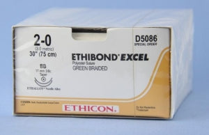 Ethicon Ethibond Excel Green Braided Sutures - Ethibond Excel Suture, Green, 2-0, D-Special, 30" - D5086