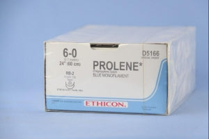 Ethicon D-Special Prolene Sutures - D-Special Prolene Suture, Blue Monofilament, Size 6-0, 24", RB2 Needle - D5166