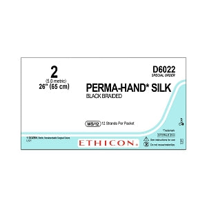 Ethicon Perma-Hand Silk Sutures - PERMAHAND Silk Suture, Size 2, 26" L, Black, Braided, No Needle, Special Order - D6022