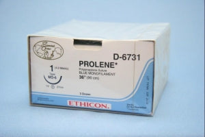 Ethicon Prolene Sutures with Hemo-Seal - PROLENE Polypropylene Monofilament Suture, Black, MO-6 Needle, Size 1, 36" - D6731