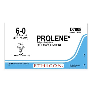 Ethicon Prolene Blue Needled Sutures - SUTURE, PROLENE, 6-0, TF-4, 30", BLUE - D7808