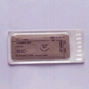 Ethicon Chromic Gut Sutures - Chromic Gut Suture, Brown, Size 6-0, 1" x 27", with TF Needle - D8005