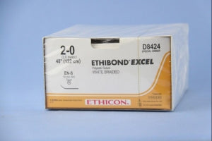 Ethicon D-Special Sutures - D-Special Ethibond Suture, Non-Absorbable, White Braided, Size 2-0, 48", with EN-S Needle - D8424