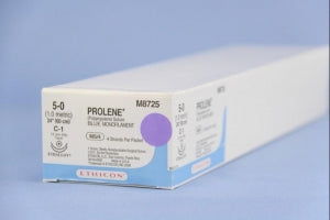 Ethicon D-Special Sutures - D-Special Prolene Suture, Blue Monofilament, Size 5-0, 4" x 24", with BV-1 Needle - D9664