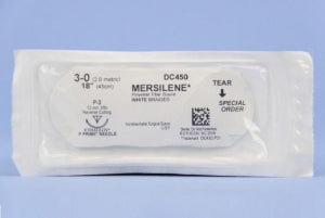 Ethicon Mersilene Sutures - Mersilene Suture, White, Size 3-0, 18", P-3 Reverse Cutting Needle - DC450