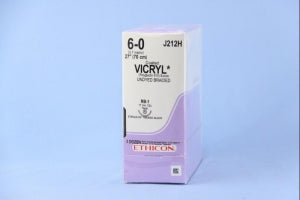 Ethicon Taper Point Vicryl Synthetic Absorbable Sutures - Undyed Coated Vicryl 6-0 RB-1 27" Suture - J212H