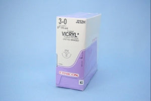 Ethicon Taper Point Vicryl Synthetic Absorbable Sutures - Undyed Coated Vicryl 3-0 CT-2 27" Suture - J232H