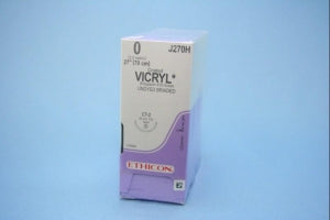 Ethicon Taper Point Vicryl Synthetic Absorbable Sutures - Undyed Coated Vicryl 0 CT-2 27" Suture - J270H