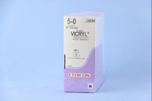 Ethicon Taper Point Vicryl Synthetic Absorbable Sutures - Violet Coated Vicryl 5-0 RB-1 27" Suture - J303H