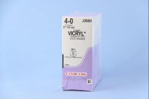 Ethicon Taper Point Vicryl Synthetic Absorbable Sutures - Violet Coated Vicryl 4-0 RB-1 27" Suture - J304H