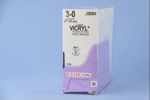 Ethicon Taper Point Vicryl Synthetic Absorbable Sutures - Violet Coated Vicryl 3-0 RB- 27" Suture - J305H