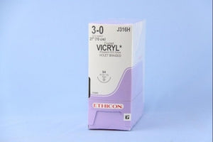 Ethicon Taper Point Vicryl Synthetic Absorbable Sutures - Violet Coated Vicryl 3-0 SH 27" Suture - J316H