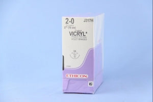 Ethicon Taper Point Vicryl Synthetic Absorbable Sutures - Violet Coated Vicryl 2-0 SH 27" Suture - J317H