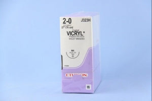 Ethicon Taper Point Vicryl Synthetic Absorbable Sutures - Violet Coated Vicryl 2-0 MH 27" Suture - J323H