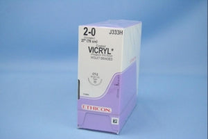 Ethicon Taper Point Vicryl Synthetic Absorbable Sutures - Violet Coated Vicryl 2-0 CT-2 27" Suture - J333H