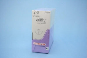 Ethicon Taper Point Vicryl Synthetic Absorbable Sutures - Violet Coated Vicryl 2-0 CT-1 36" Suture - J345H