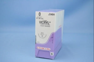 Ethicon Taper Point Vicryl Synthetic Absorbable Sutures - Violet Coated Vicryl 0 CT-1 36" Suture - J346H