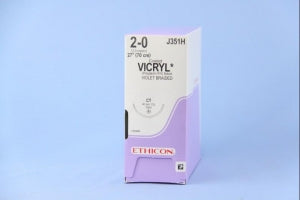 Ethicon Taper Point Vicryl Synthetic Absorbable Sutures - Violet Coated Vicryl 2-0 CT 27" Suture - J351H