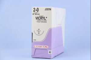 Ethicon Taper Point Vicryl Synthetic Absorbable Sutures - Violet Coated Vicryl 2-0 CT 36" Suture - J357H