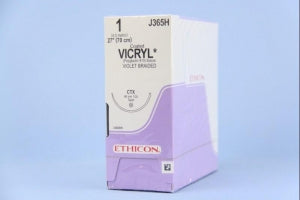 Ethicon Taper Point Vicryl Synthetic Absorbable Sutures - Violet Coated Vicryl 1 CTX 27" Suture - J365H