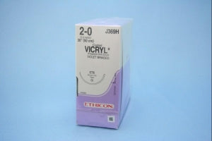 Ethicon Taper Point Vicryl Synthetic Absorbable Sutures - Violet Coated Vicryl 2-0 CTX 36" Suture - J369H