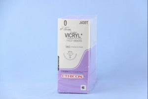 Ethicon Taper Point Vicryl Synthetic Absorbable Sutures - Violet Coated Vicryl 0 CT-1 3-27" Suture - J430T