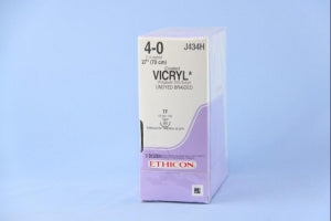 Ethicon Taper Point Vicryl Synthetic Absorbable Sutures - Undyed Coated Vicryl 4-0 TF 27" Suture - J434H