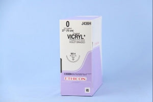 Ethicon Taper Point Vicryl Synthetic Absorbable Sutures - Violet Coated Vicryl 0 MO-4 27" Suture - J436H