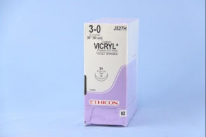 Ethicon Taper Point Vicryl Synthetic Absorbable Sutures - Violet Coated Vicryl 3-0 SH 36" Suture - J527H