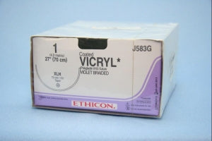 Ethicon Taper Point Vicryl Synthetic Absorbable Sutures - Violet Coated Vicryl 1 XLH 27" Suture - J583G