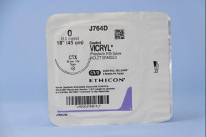 Ethicon Taper Point Vicryl Synthetic Absorbable Sutures - Violet Coated Vicryl 0 CTX Taper 18" Suture - J764D