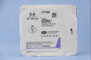 Ethicon Taper Point Vicryl Synthetic Absorbable Sutures - Violet Coated Vicryl 3-0 SH Taper 18" Suture - J774D