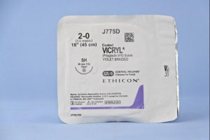 Ethicon Taper Point Vicryl Synthetic Absorbable Sutures - Violet Coated Vicryl 2-0 SH Taper 18" Suture - J775D