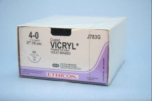 Ethicon Taper Point Vicryl Synthetic Absorbable Sutures - Violet Coated Vicryl 4-0 SH Taper 27" Suture - J783G