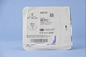 Ethicon Taper Point Vicryl Synthetic Absorbable Sutures - Violet Coated Vicryl 0 MO-5 Taper 18" Suture - J801D