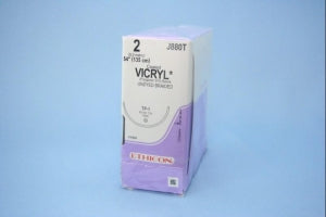 Ethicon Taper Point Vicryl Synthetic Absorbable Sutures - Undyed Coated Vicryl 2-0 TP-1 Taper 54" Suture - J880T