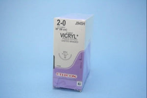 Ethicon Taper Point Vicryl Synthetic Absorbable Sutures - Undyed Coated Vicryl 2-0 CT-1 Taper 36" Suture - J945H