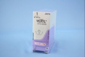 Ethicon Taper Point Vicryl Synthetic Absorbable Sutures - Undyed Coated Vicryl 1 CT-1 Taper 36" Suture - J947H