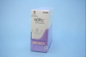 Ethicon Taper Point Vicryl Synthetic Absorbable Sutures - Undyed Coated Vicryl 0 CTX 36" Suture - J978H