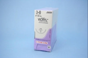 Ethicon Taper Point Vicryl Synthetic Absorbable Sutures - Undyed Coated Vicryl 3-0 CTX 36" Suture - J980H