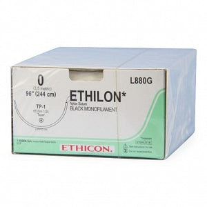 Ethicon Ethilon Taper Point Sutures - Ethilon Monofilament Suture, Black, 96", Size 0, TP-1 Needle - L880G