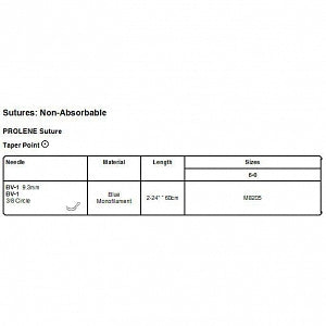 Ethicon Prolene Sutures with Hemo-Seal - PROLENE Polypropylene Monofilament Suture, Blue, BV-1 Needle, Size 6-0, 2"-24" - M8205