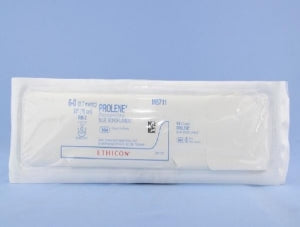 Ethicon Prolene Sutures with Hemo-Seal - PROLENE Polypropylene Monofilament Suture, Blue, RB-2 Needle, Double-Armed, Size 6-0, 4"-30" - M8711