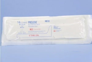 Ethicon Prolene Sutures with Hemo-Seal - PROLENE Polypropylene Monofilament Suture, Blue, BV130-5 Needle, Double-Armed, Size 7-0, 2"-30" - M8733